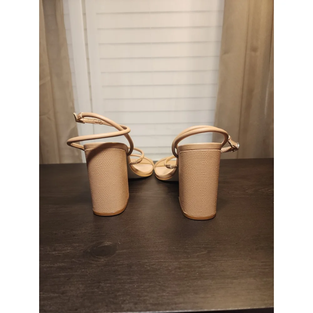 Steve Madden Women Strappy Block Heel Sandals Sz 9.5 M - Tan Beige
